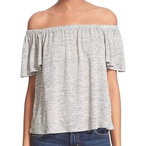 Rebecca Taylor Grey linen off shoulder top S